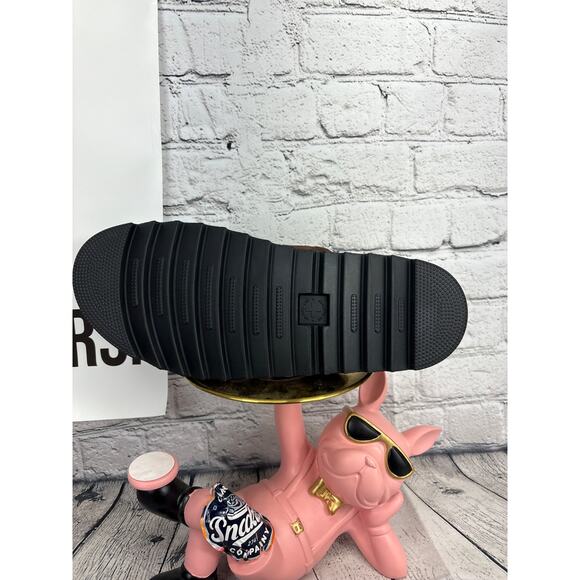 Dr Martens Myles Platform Sandals Mens 11 Black Brown Fur Lined Buckle Slide NEW main image 6